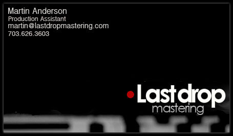 Martin Anderson Contact Card @ Last Drop Mastering